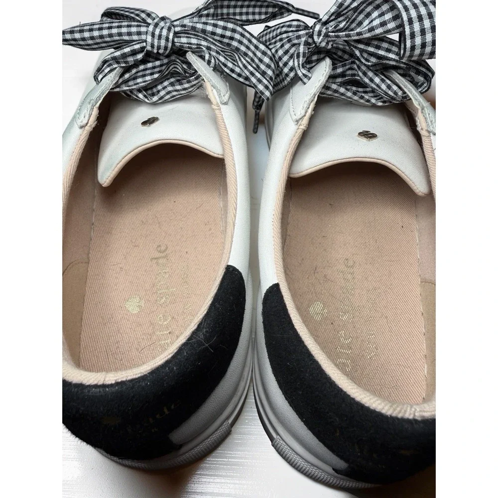 Kate Spade Fez Women's Leather Sneakers White/Blk Size 10 EUC